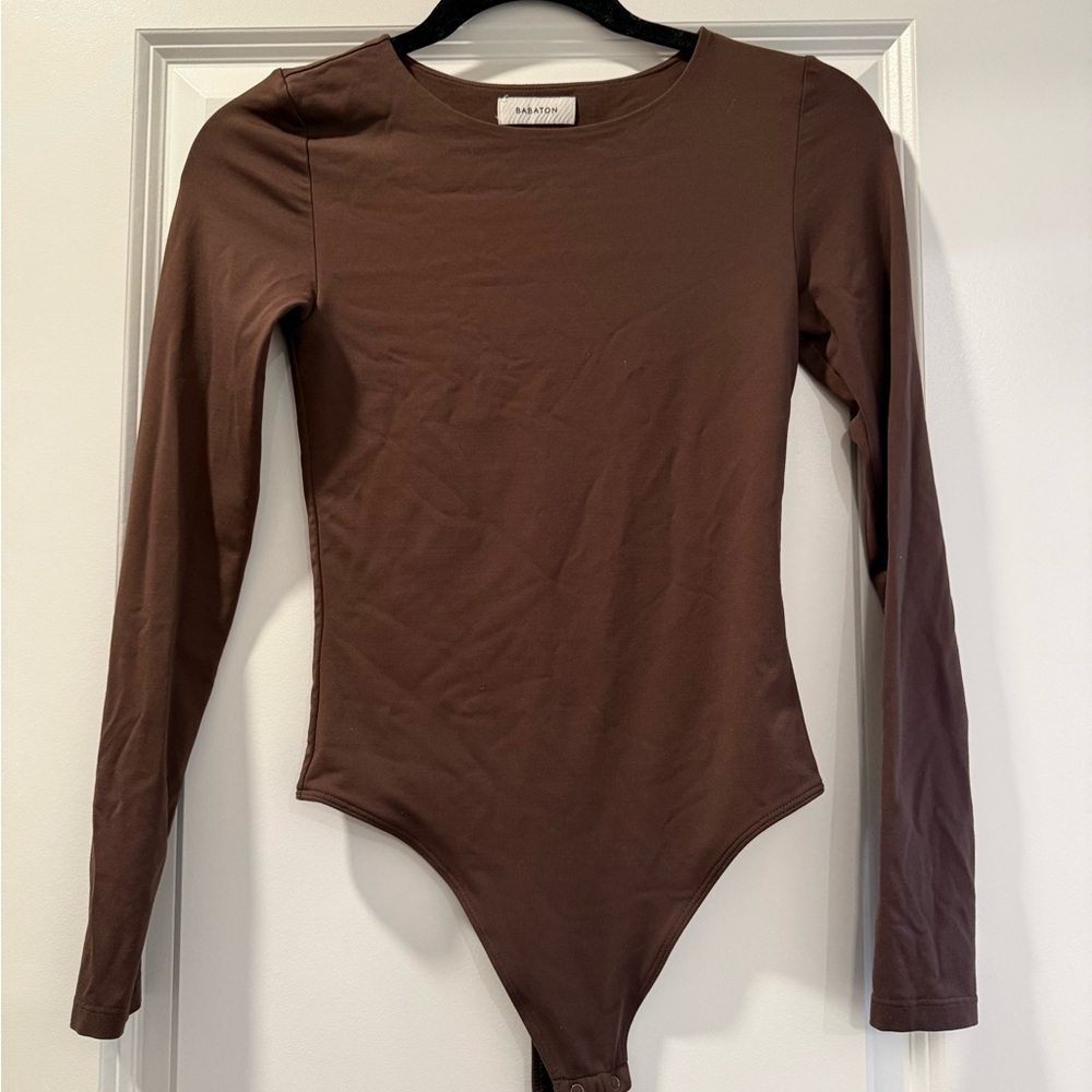 Babaton Long-Sleeve Brown Bodysuit